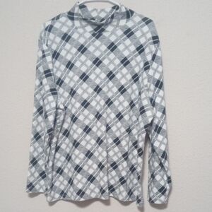 Karen Scott Black and White Plaid Long Sleeve Top